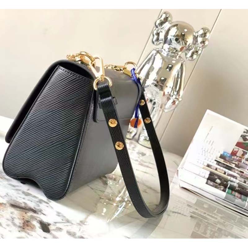 Louis Vuitton LV Women Twist MM Handbag Black Epi Grained Leather