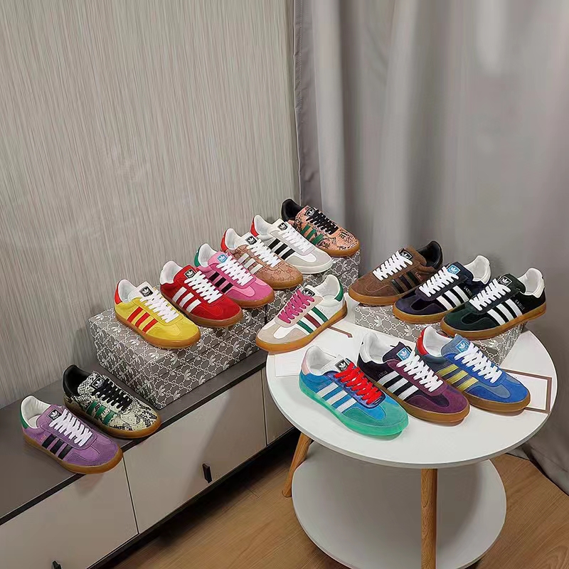 Gucci Unisex GG Adidas x Gucci Gazelle Sneaker Light Blue Silk Duchesse Demetra