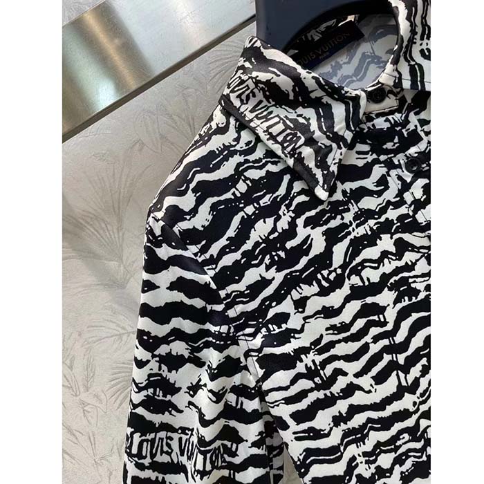 Louis Vuitton Women LV Ink Tiger Silk Shirt Silk Black White Regular Fit
