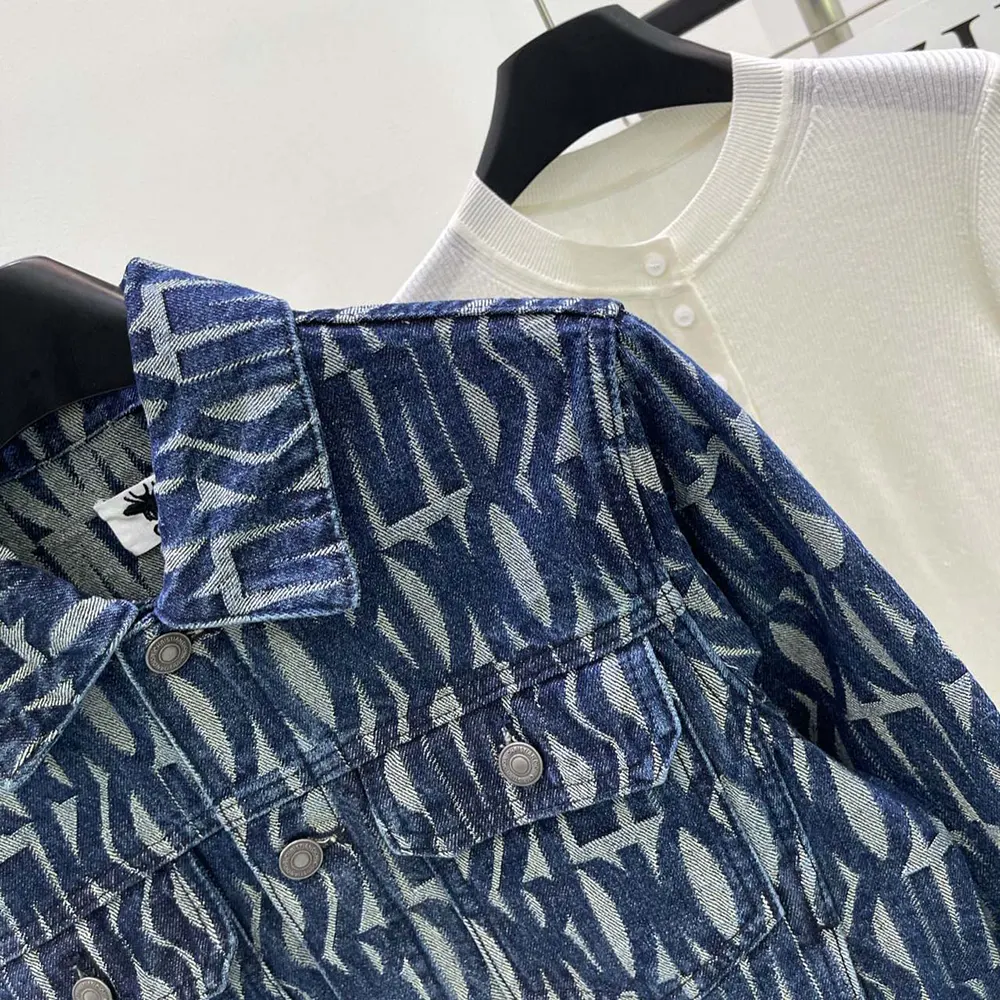 Dior Men Jacket Cotton Denim with Blue Miss Dior Allover Motif