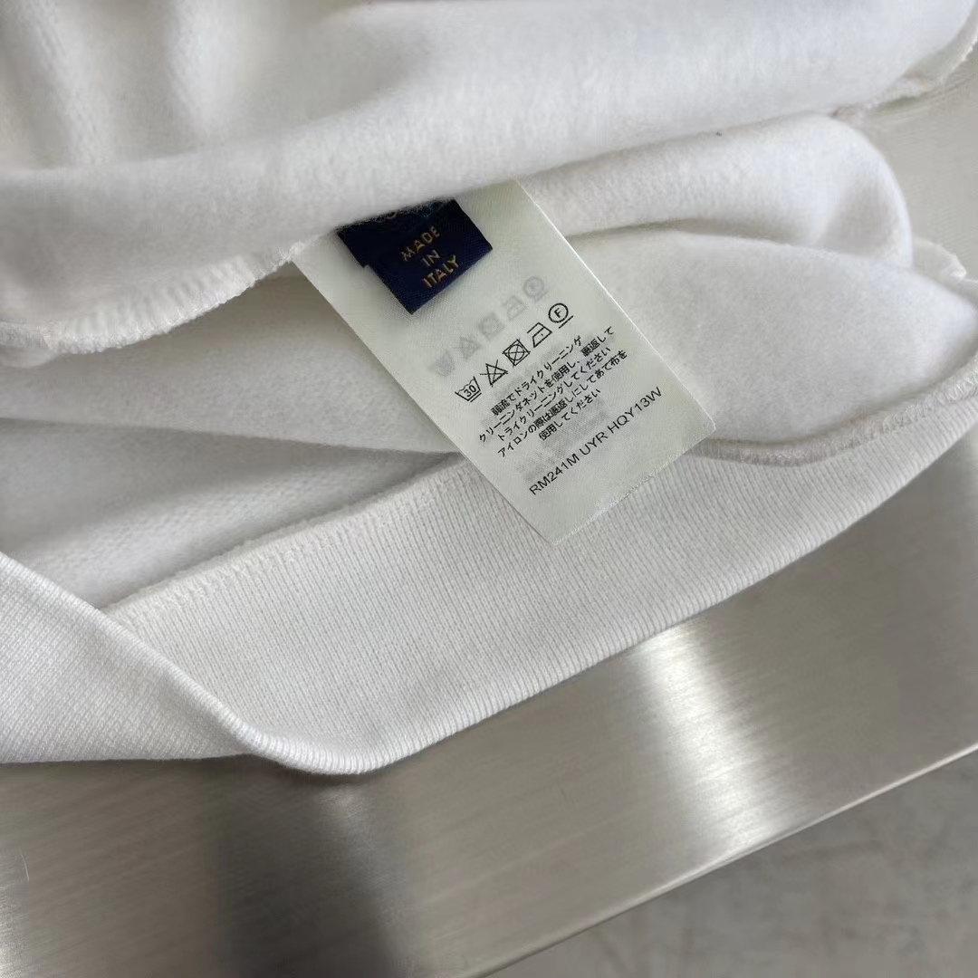 Louis Vuitton Men LV Cotton Sweatshirt Regular Fit Malletier International Brushed Jersey Milky White