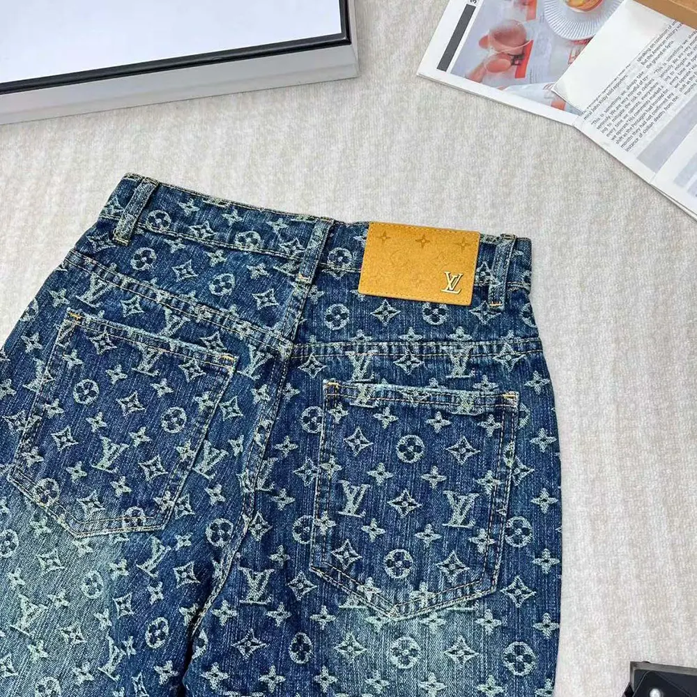 Louis Vuitton Women Monogram Flared Jeans in Washed Denim