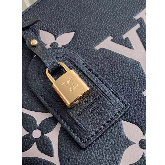 Louis Vuitton LV Women Petit Palais Handbag Noir Beige Embossed Grained Cowhide