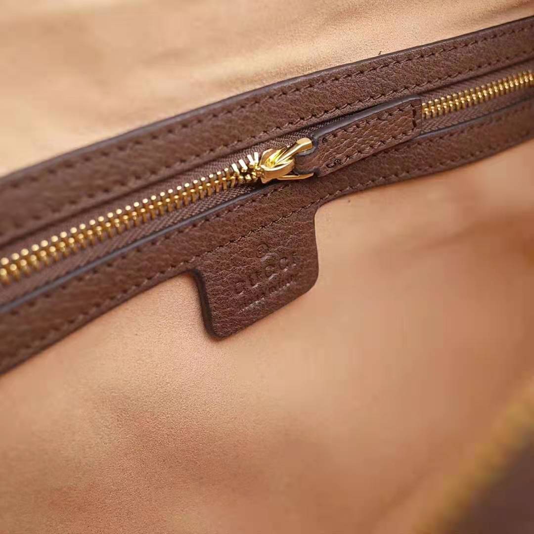 Gucci GG Women Ophidia GG Medium Top Handle Bag in Beige GG Supreme Canvas