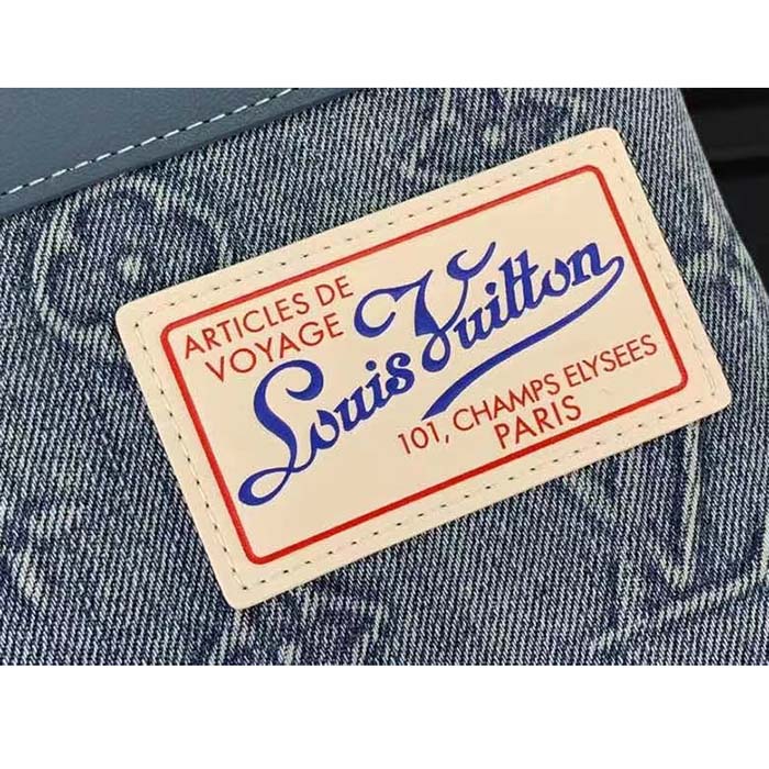 Louis Vuitton LV Unisex Pochette To Go Monogram Washed Denim Coated Canvas Cowhide Leather