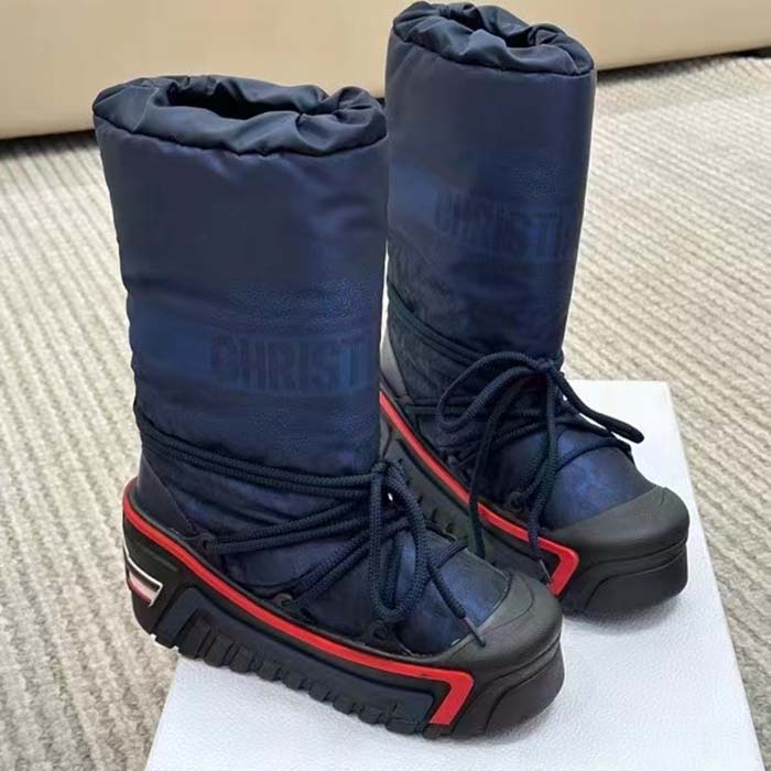 Dior Women CD DiorAlps Snow Boot Deep Blue Navy Mizza Shiny Nylon
