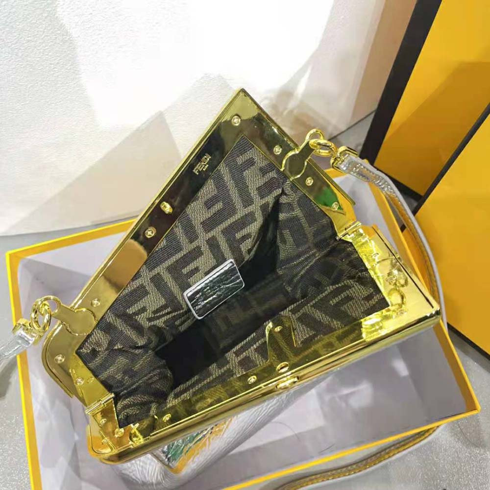 Fendi Women First Small Silver Laminated Leather Bag