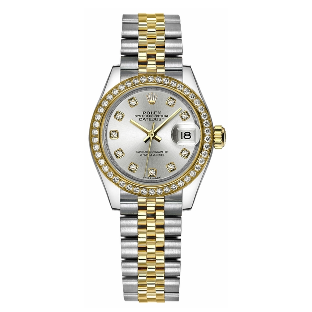 Rolex Lady-Datejust Silver Diamond Watch 28mm