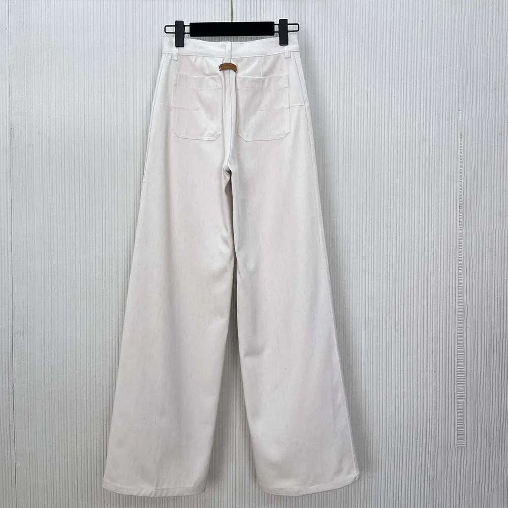 Dior Women Flared Jeans Ecru Cotton Denim with Dior Oblique Interior