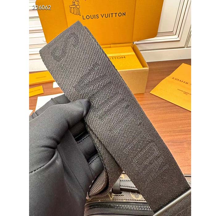 Louis Vuitton LV Unisex S Lock Messenger Black Monogram Macassar Coated Canvas Epi Leather