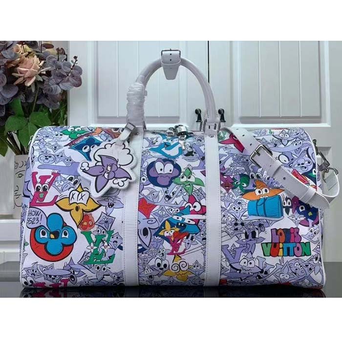 Louis Vuitton LV Unisex Keepall Bandoulière 50 Multicolor Monogram Coated Canvas Cowhide Leather