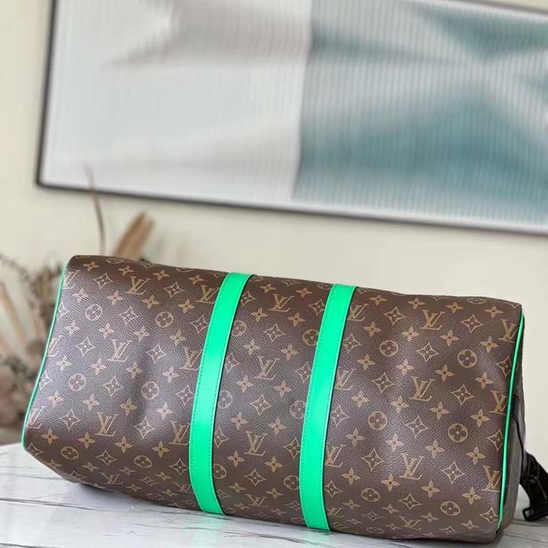 Louis Vuitton LV Unisex Keepall Bandoulière 50 Travel Bag Monogram Macassar Coated Canvas
