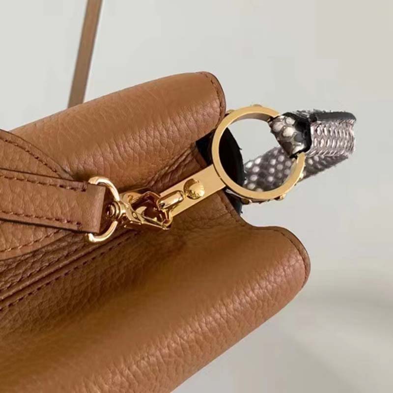 Louis Vuitton LV Women Capucines Mini Handbag Brown Taurillon Python Leather