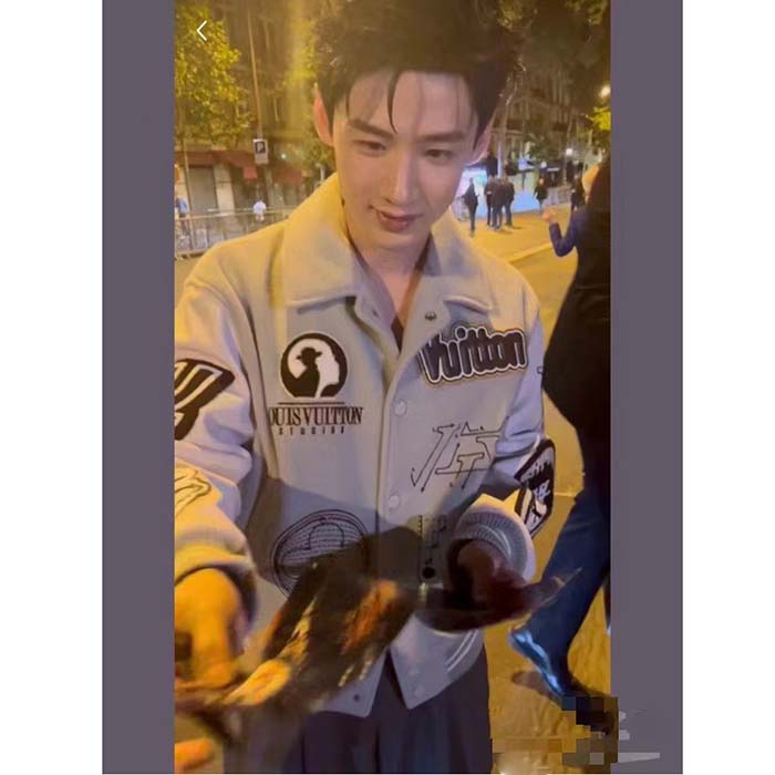 Louis Vuitton Men LV Varsity Leather Blouson Cropped Fit Epi Leather Sleeves Shirt Collar Cotton Wool