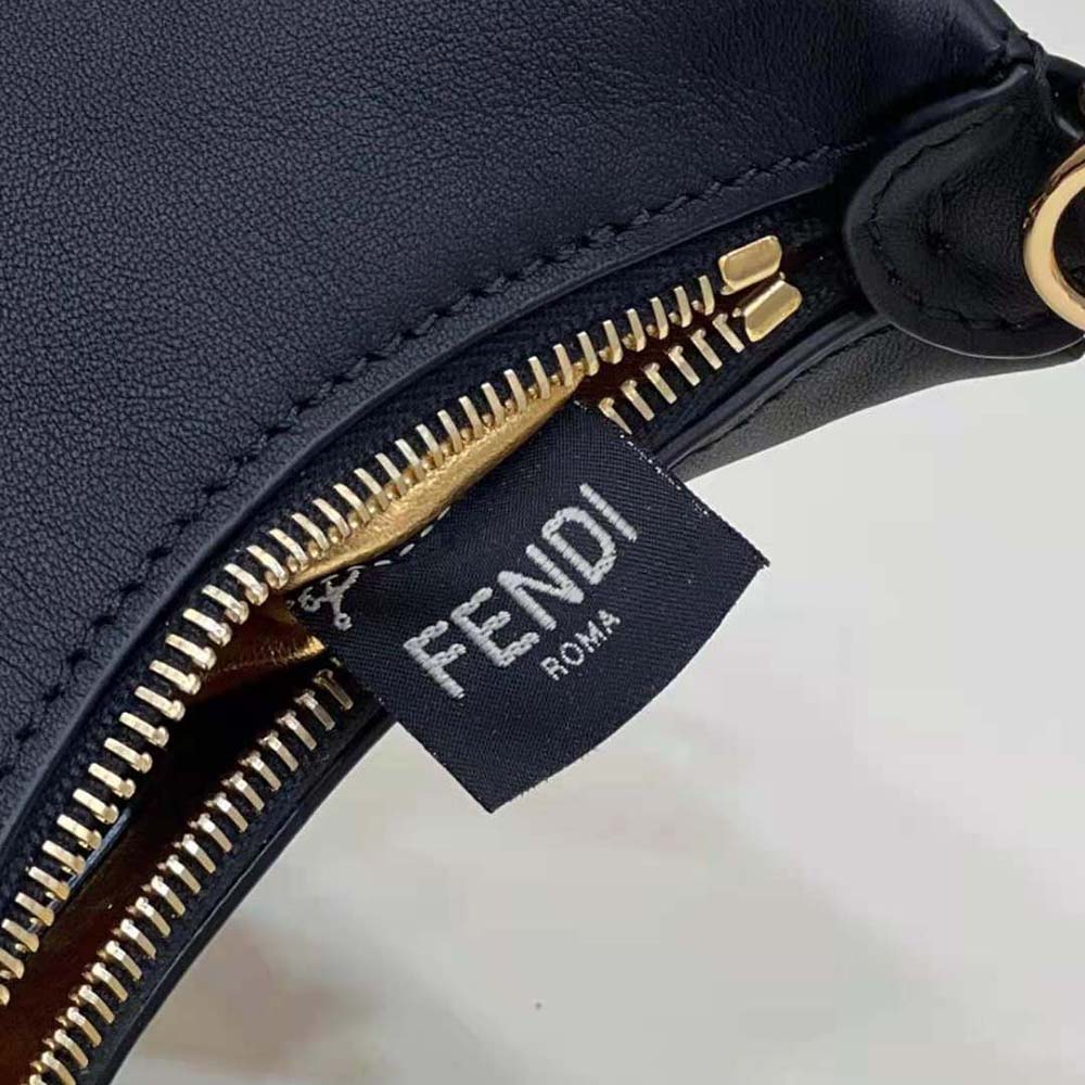 Fendi Women Nano Fendigraphy Black Leather Charm