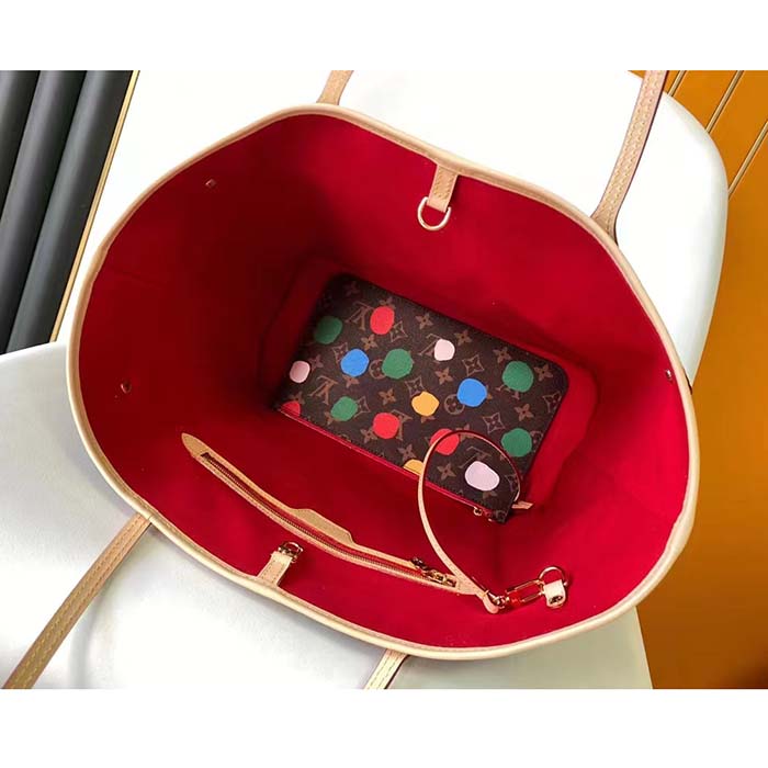 Louis Vuitton Unisex LVxYK Neverfull MM Tote Monogram Coated Canvas 3D Painted Dots Print