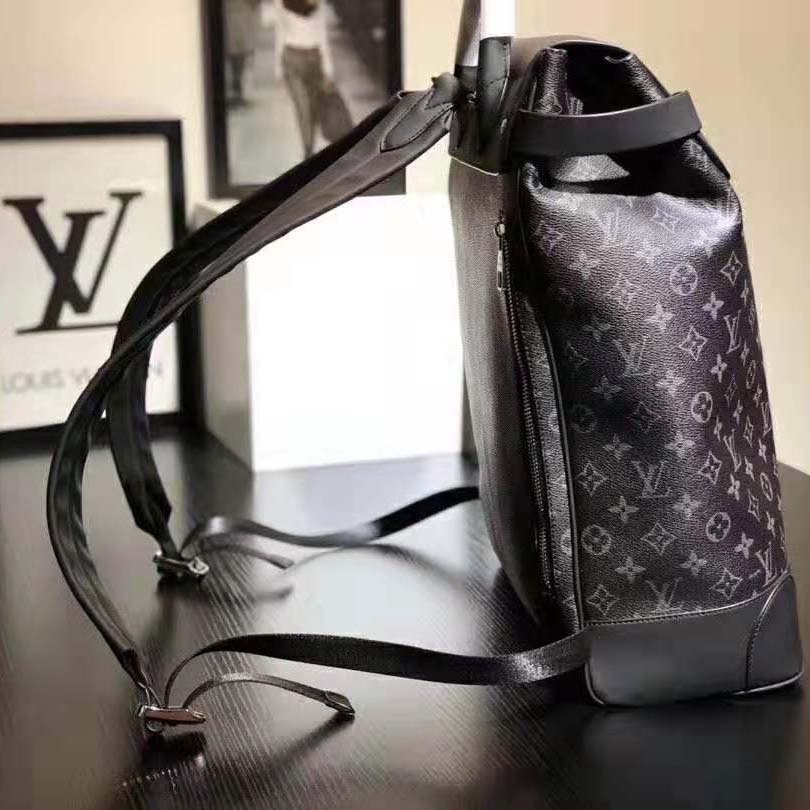 Louis Vuitton LV Men Steamer Backpack in Monogram Eclipse Canvas-Grey