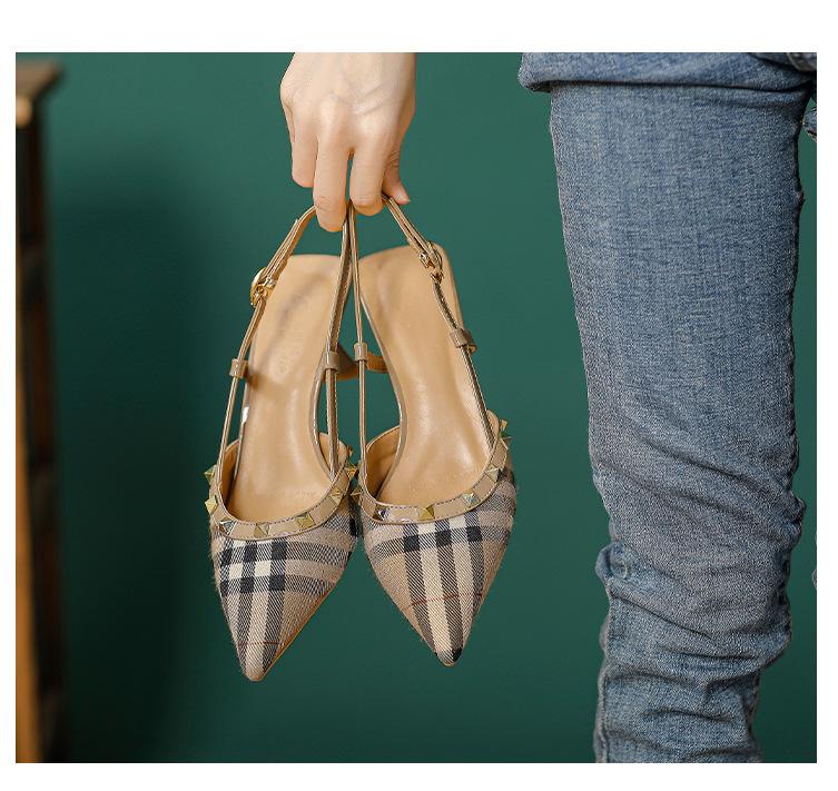 New style rivet buckle pointed toe high heels 1024022102