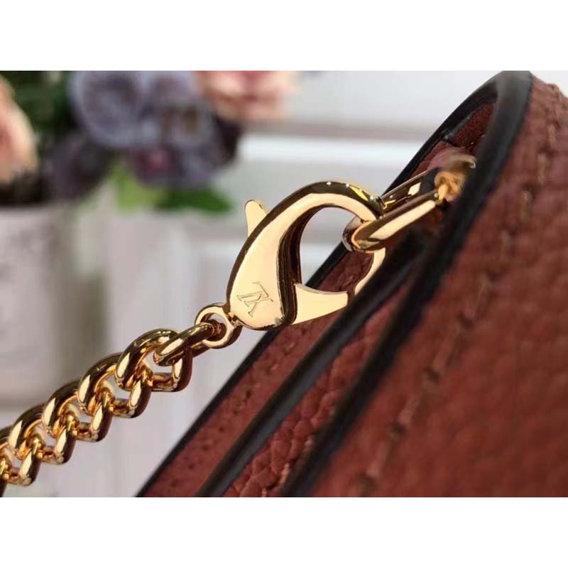 Louis Vuitton LV Women Mylockme Chain Pochette Châtaigne Brown Calf Leather
