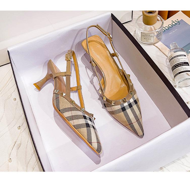 New style rivet buckle pointed toe high heels 1024022102