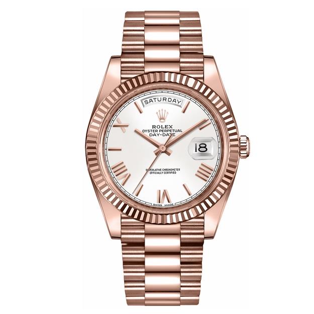 Rolex Day-Date White Dial Fluted Bezel 40mm