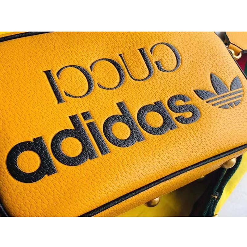 Gucci Unisex GG Adidas x Gucci Small Shoulder Bag Yellow Leather Green Red Web