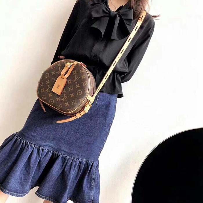 Louis Vuitton LV Women Boite Chapeau Souple MM in Monogram Coated Canvas-Brown