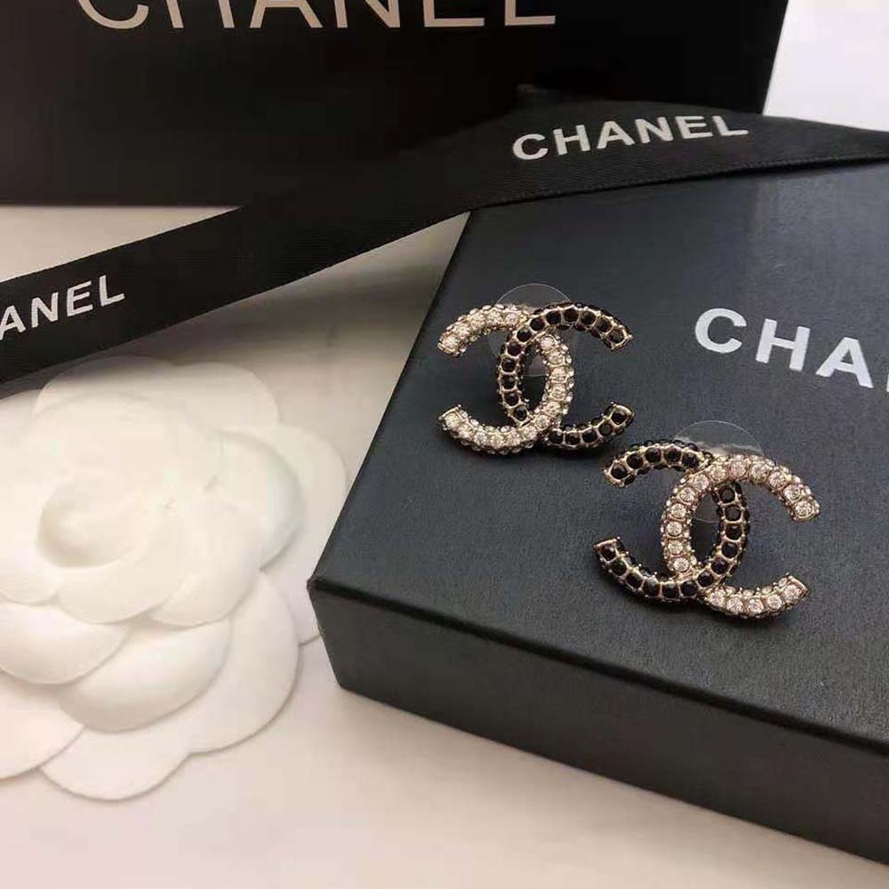 Chanel Women Stud Earrings in Metal and Strass
