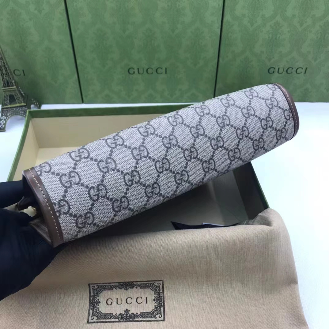 Gucci Unisex Beauty Case Interlocking G Beige Ebony GG Supreme Canvas