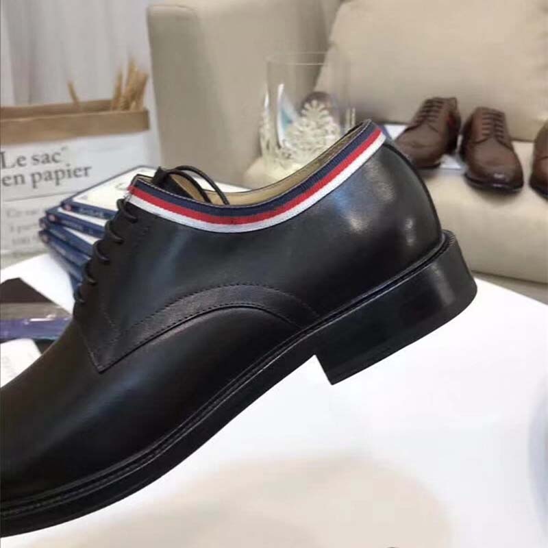 Gucci Men Leather Lace-up Shoes Black