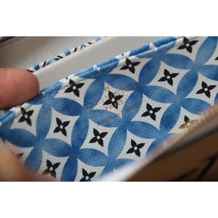 Louis Vuitton LV Unisex Zippy Coin Purse Blue Monogram Coated Canvas Zip Closure