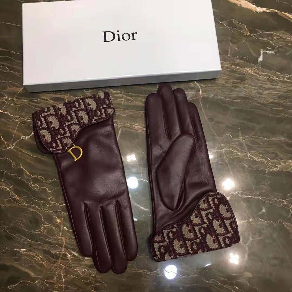 Dior Women Saddle Gloves Navy Blue Smooth Lambskin