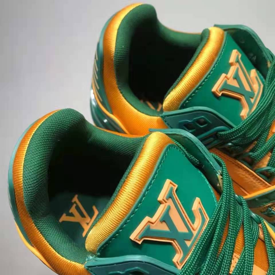 Louis Vuitton LV Unisex LV Trainer Sneaker Green Monogram-Embossed Grained Calf Leather