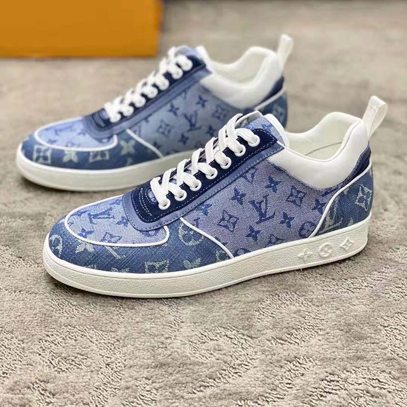 Louis Vuitton Unisex Trocadero Richelieu Sneaker Navy Blue Monogram Denim