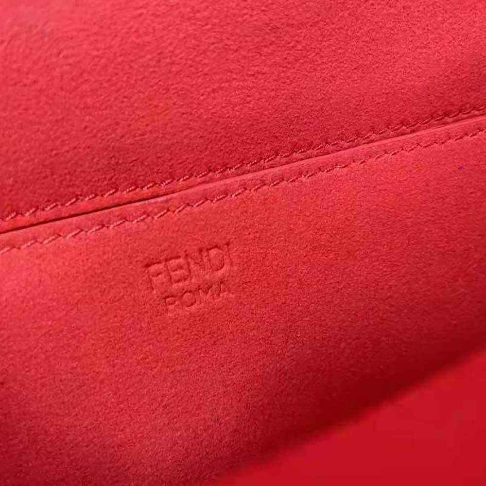 Fendi Women Midi Baguette Chain FF Fabric Bag-Red