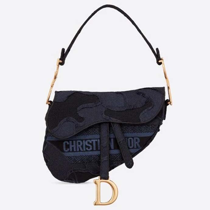 Dior Women Iconic Saddle Bag Camouflage Embroidered Canvas Christian Dior