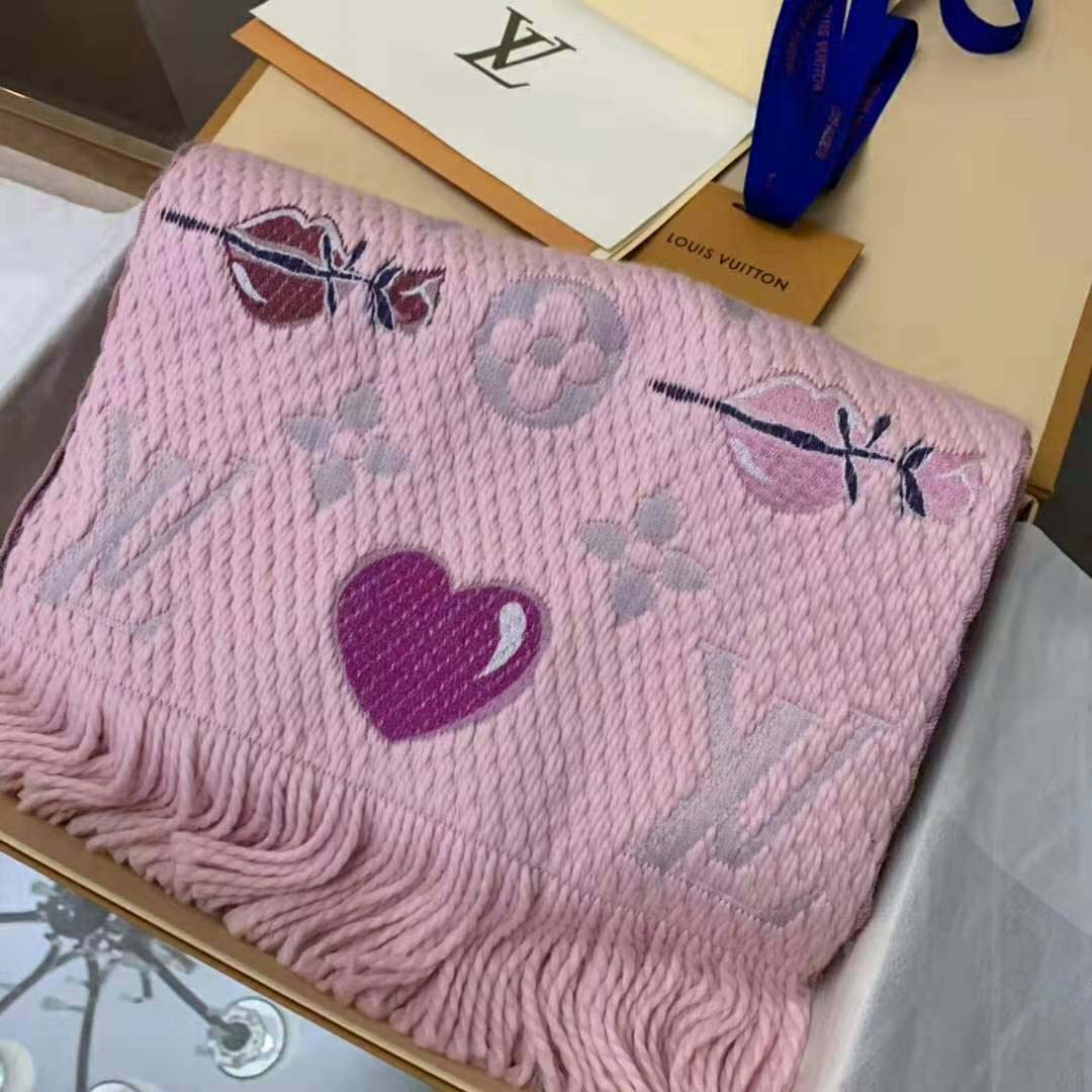 Louis Vuitton LV Women Logomania A La Folie Scarf with Silk Wool-Pink