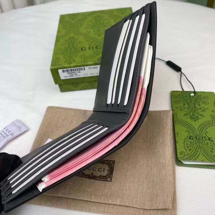 Gucci Unisex Wallet Cut-Out Interlocking G Black Grey GG Supreme Canvas