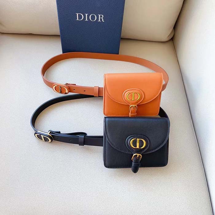 Dior CD Women Dior Bobby Belt Removable Pouch Orange Smooth Calfskin 20 MM Width