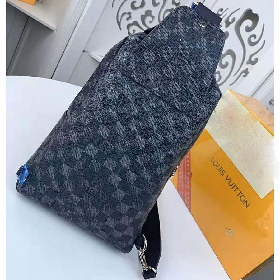 Louis Vuitton LV Men Avenue Sling Bag in Damier Graphite Canvas-Grey