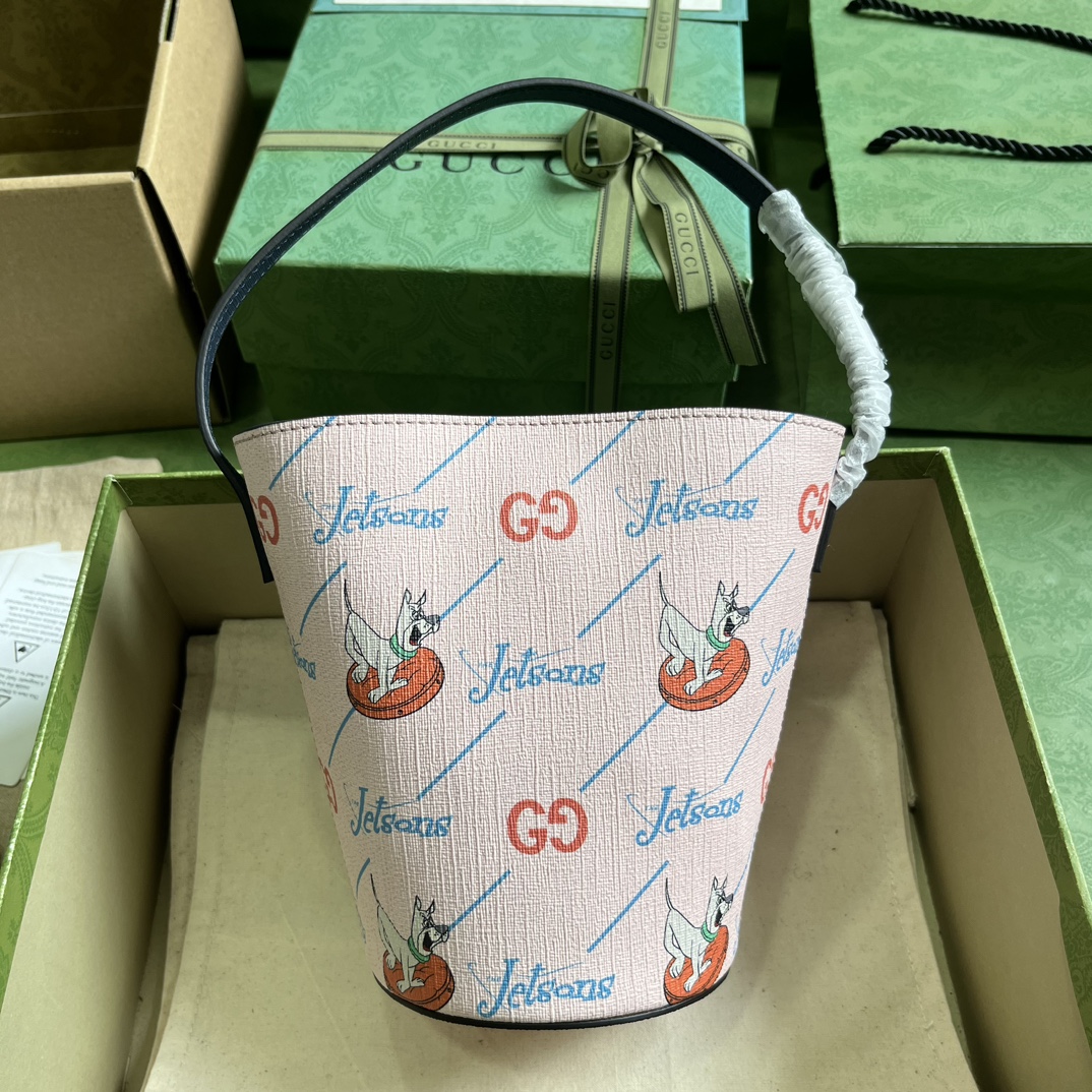 Gucci Children’s Printed Bucket Bag GG The Jetsons Print Pink Supreme Canvas