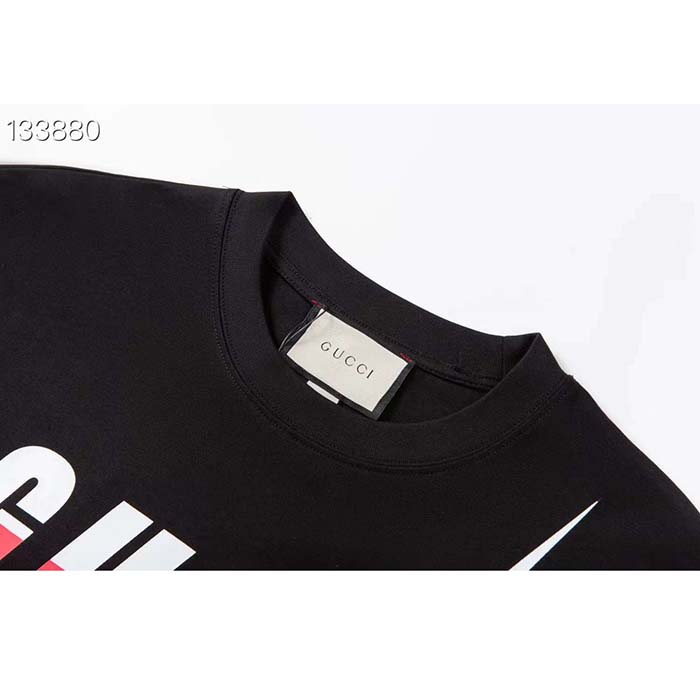 Gucci Men GG T-Shirt Gucci Blade Print Black Cotton Jersey Crewneck
