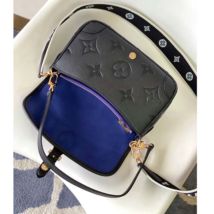 Louis Vuitton LV Women Diane Black Embossed Supple Grained Cowhide Leather