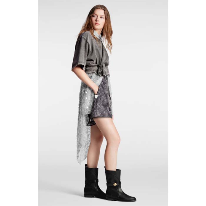 Louis Vuitton Women LV Snap Button T-Shirt Cotton Metal Grey Regular Fit