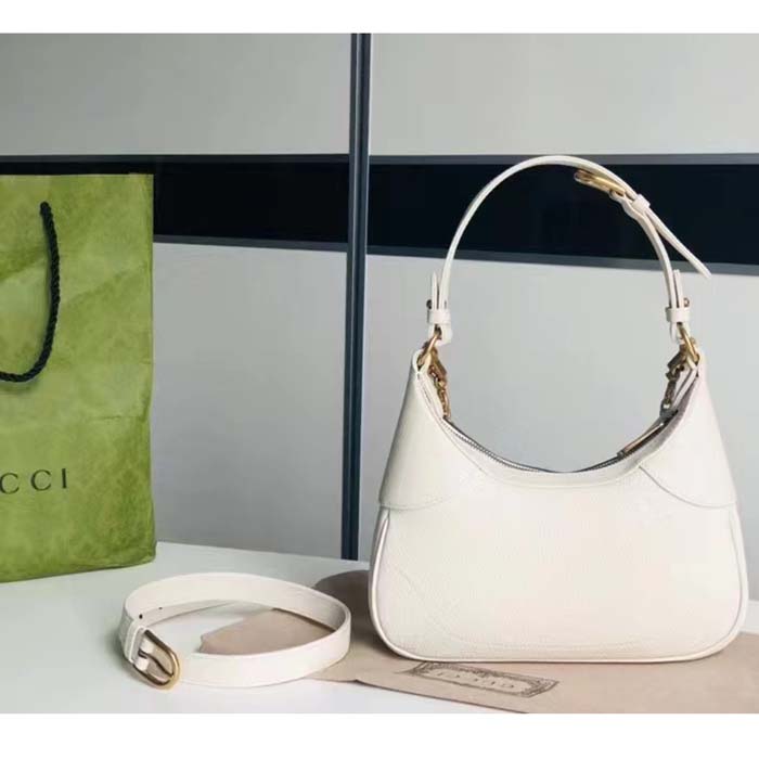 Gucci Women GG Aphrodite Small Shoulder Bag White Soft Leather Double G