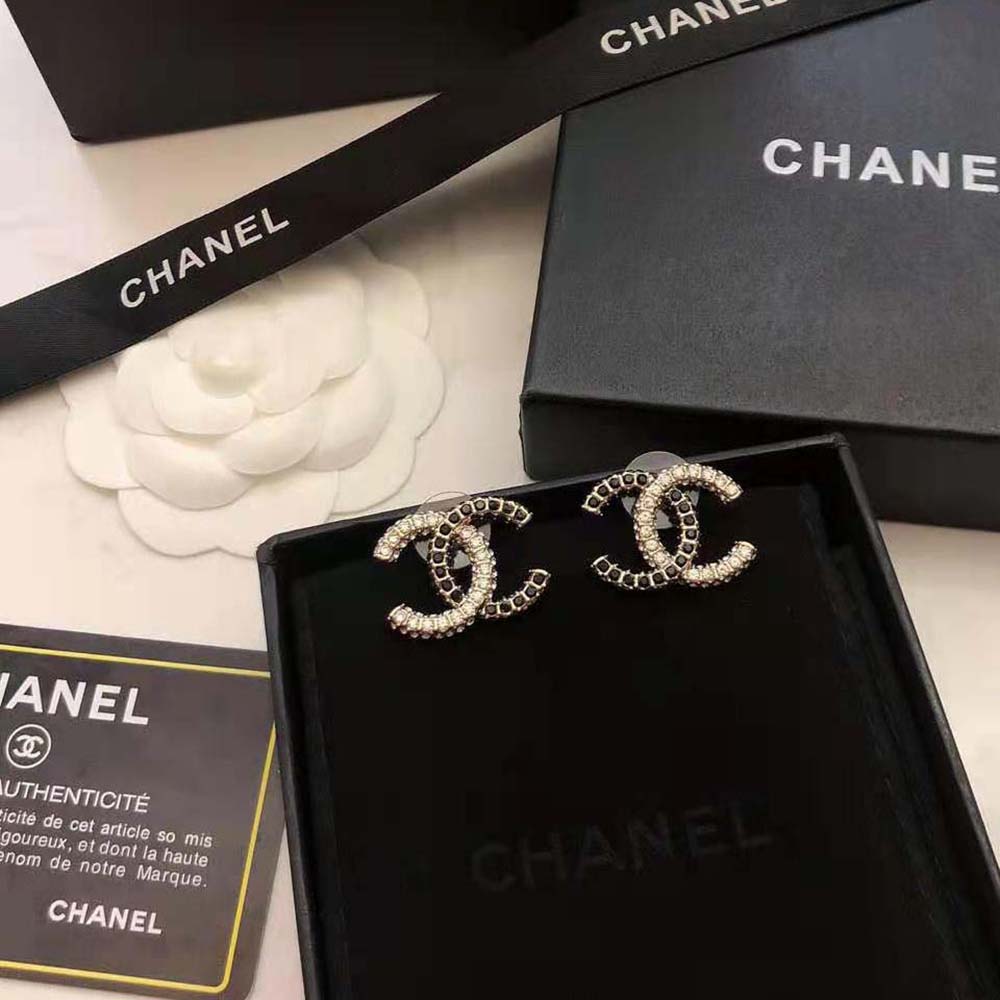 Chanel Women Stud Earrings in Metal and Strass