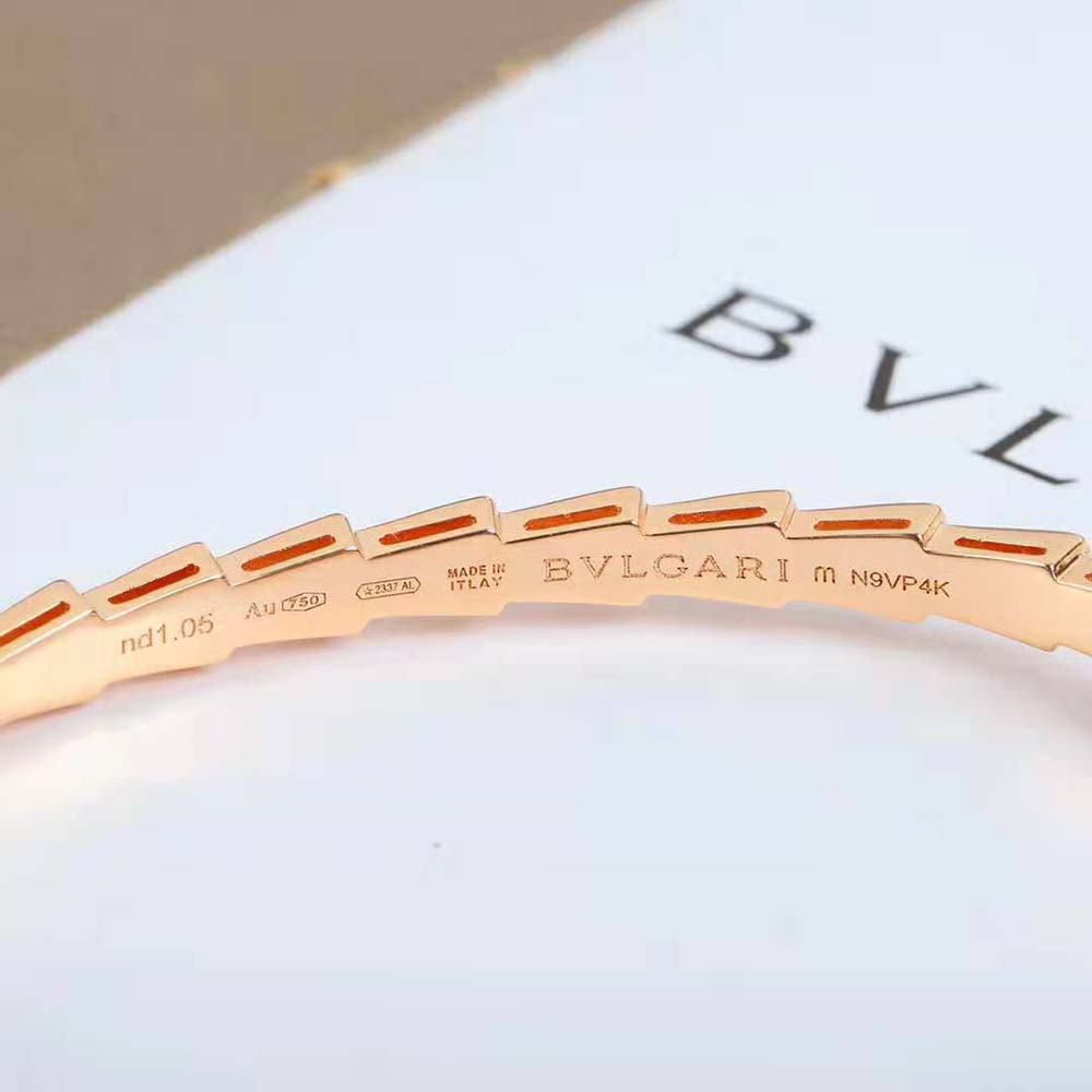 Bvlgari Women Serpenti Viper 18 KT Rose Gold Bracelet Set with Demi Pave Diamonds