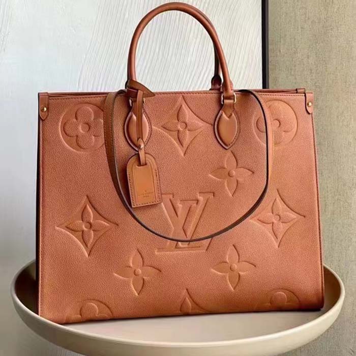 Louis Vuitton LV Women OnTheGO GM Tote Bag Brown Monogram Embossed Leather