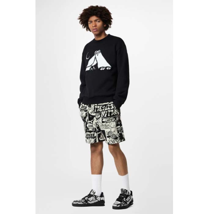 Louis Vuitton Unisex LV Trainer Sneaker Black Printed Canvas Rubber Outsole Monogram Flowers