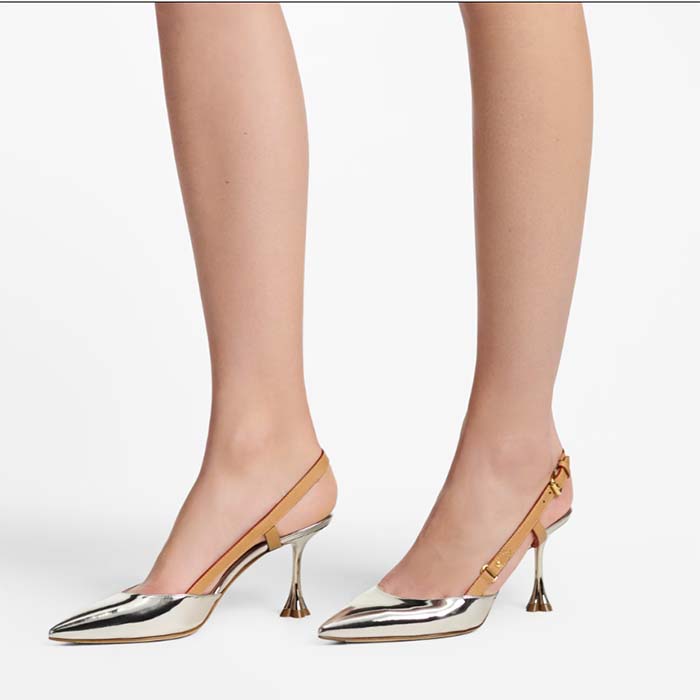 Louis Vuitton LV Women Blossom Slingback Pump Light Gold Metallic Calf Leather Cowhide